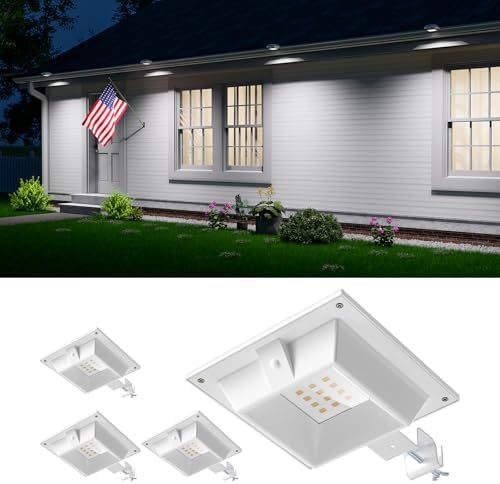 Illuminate Your Space: 5 Solar-Powered Gutter Lights You’ll Love 2 4 Pack White Solar Powered Gutter Lights Outdoor Decorative Waterproof 12 LEDs Yard Lamp for Lighting Fence, Railing, Outside Wall, Deck, Garden, Path, Backyard, Walkway, Patio, Holeless Installation