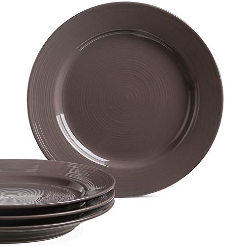 LE TAUCI 4 Piece 10 Inch Ceramic Salad Plate Set, Brown