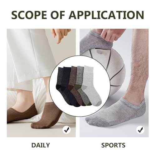 5 Pairs Thermal Socks for Men - Warm Winter Socks, Moisture Wicking, Thick Hiking Boots for Cold Weather, Skiing, Outdoor(Grey/Black/Navy/Green/Brown)4