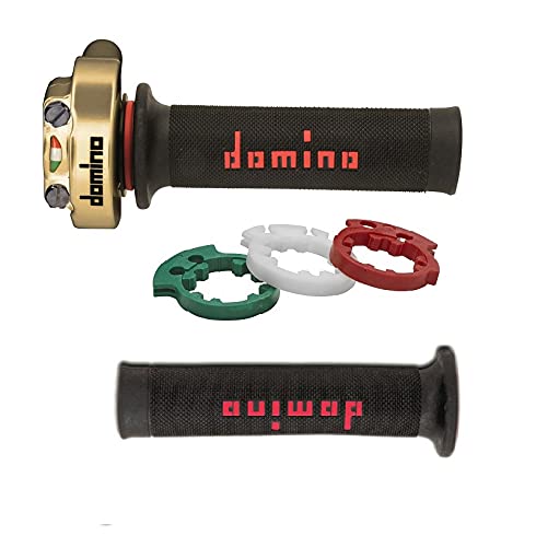 Motoparts Motocicleta Quick Short Throttle Aluminio y Plástico con Puños de Domino XM2 Gold con Puños