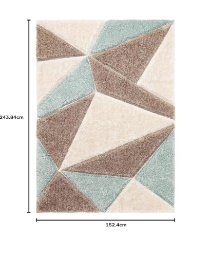 Image of Handwoven 3D Pattern Shaggy Rectangular Carpet, 5X8 Feet, Beige /Pista