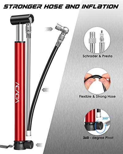Acacia Mini Bike Pump Fits Schrader And Presta Valve With Mounting Bracket 130 Psi 10.2 Inches(Red) #TOP5