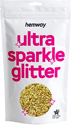 Hemway Ultra-Schein-Glitter - 1/5" 0,2" 5 mm - 3-D Geprägter Sternförmiger Glitter Pailletten für Dekoration, Harz, Scrapbook, Kunst, Kunsthandwerk, Design, Nail und Kosmetik - Gold - 50 g – Bild 5