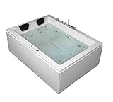 Das Maß beträgt 190x140x62 cm, ideal für 2 Personen neben einander - die Badewanne wird MIT Armaturen (wie Wassereinlass, Handbrause, Kalt/Warmwasserregler) geliefert. Bei unseren weiteren Artikeln finden Sie diesen Whirlpool aber auch ohne Messing Armaturen: http://www.amazon.de/dp/B00VNV2GCK