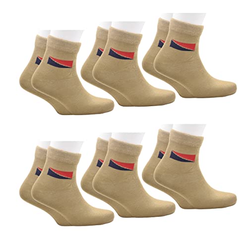 Image of Police Khaki Uniform Socks For Men Women Ankle Length Comed Cotton Organic Trekking Durable Comfort Seamless Breathable Combo Free Size Pair Of 4