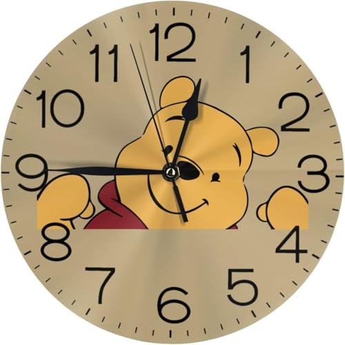 Asamike 壁掛け時計 置き時計 掛け時計 かわいい くまのプーさん 電池式 静音 時計 壁掛け 自宅 寝室 かけ時計 円形 インテリア 部屋飾り カフェ装飾 開店祝い 新築祝い 贈り物