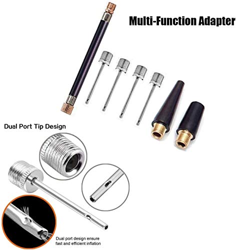 DDUO Portable Ball Pump,Air Pump Inflator Kit with Needle,Nozzle, Extension Hose Hand Pumps for Basketball Football Volleyball Water Polo Rugby Exercise Sports Ball Inflatables