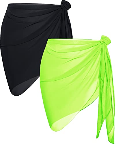 Image of Swimsuit Coverups for Women Sarong Beach Bikini Wrap Sheer Short Skirt Chiffon Scarf for Swimwear