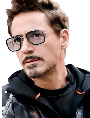 Image of Roshfort Men Women Square Eyewear Spectacles Frame Transparent Lens Light Weight Alloy Metal Eyeglass (C-4, Gold-Black)