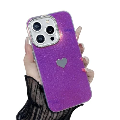 Coque iPhone 11 rigide violette en PC avec miroir pailleté et cadre galvanisé
