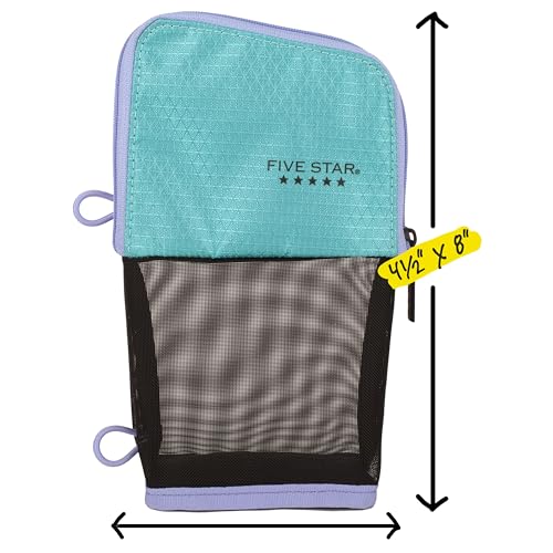 Five Star Stand 'N Store 500209F-ECM Trousse à fermeture éclair pour classeurs à 3 anneaux, organiseur de rangement pour fournitures scolaires, écouteurs, chargeurs, câbles, maquillage, bleu sarcelle – vue 8