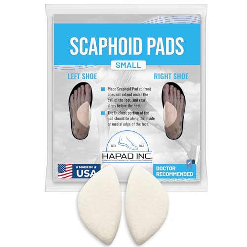 Image of HAPAD Scaphoid Pads for Men & Women, Small (Women 5 to 8.5 / Men 5 to 8.5) Wool Felt Self-Adhesive Medial Arch Insert for Fallen or High Arches (1 Pair)
