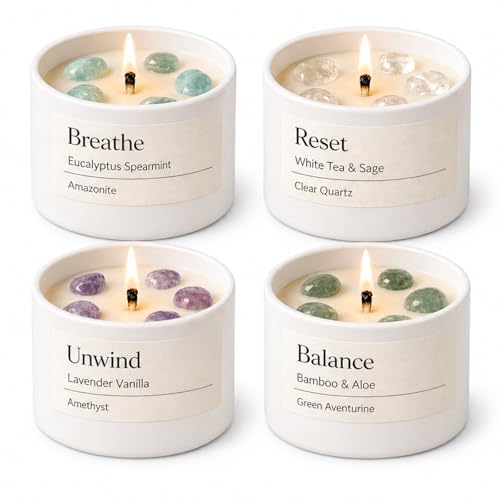 4 Pack Crystal Candles for Women &ndash; Aromatherapy...