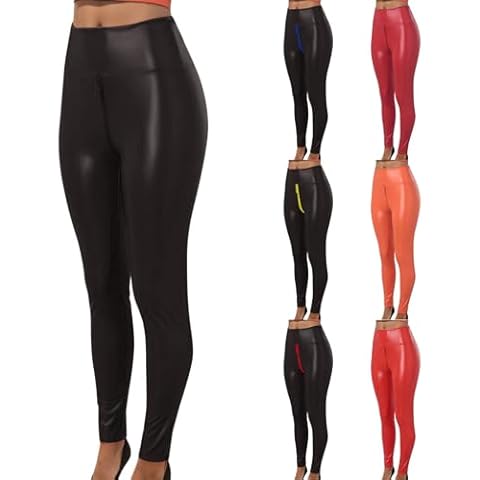 DGZTWLL High Waist Faux Leather Leggings Cover