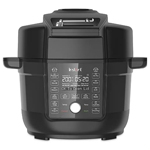 Instant Pot Duo Crisp, Ultimate Lid Robot de Cocina con Freidora de Aire y Olla a Pression, Tapa Unica Ultimate Lid, Cocción Lenta, Vaporera, Deshidratador, Grill, y Función de Horneado – 1500W – 6,2L