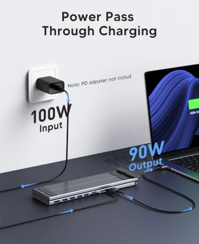 Mukiya 10 in 1 USB C Laptop Dock Stand 4K Triple Monitor with PD 100W - image 3
