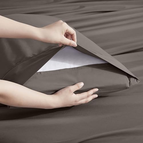 Image of Nestl Extra Deep Queen Sheet Set - 6 Piece Breathable & Cooling Sheets - Hotel Luxury Bedding Set w /18-24 Inch Deep Pockets - Easy & Secure Fit - Super Soft, Wrinkle Free & Comfy - Chocolate Brown