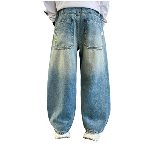 Boys Baggy Jeans Kids Trendy Ripped Destroyed Casual Denim Pants Streetwear Straight Leg Jean Trousers with Pockets2