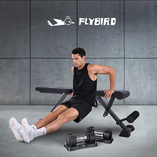 FLYBIRD Adjustable Weight Bench, Foldale Workout Bench Incline Bench for Home Gym Strength Training - Waist Pad New Version