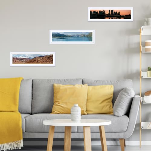 Image of JCJMY 8x24 Picture Frame with 6x22 Mat, Panoramic Picture Frame Display Photo 6x22 with Mat or 8 x 24 Without Mat, Wall Hanging Large 8 by 24 Poster Frame with Plexiglass, White