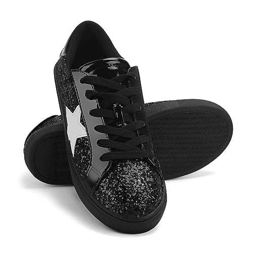 Image of PARTY Women's Dressy Fashion Star Sneakers Lace-Up Low Top Comfortable Cushioned Walking Shoes