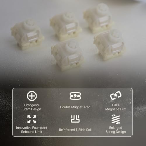 Image of OOCTPK Chilkey WS Flux HE Hall Effect Switches: Linear Factory Pre-Lubed Magnetic Keyboard Switches, Freely Setting Pre-Travel Key Switch for Rapid Trigger HE Gaming Keyboard (35 Pcs)