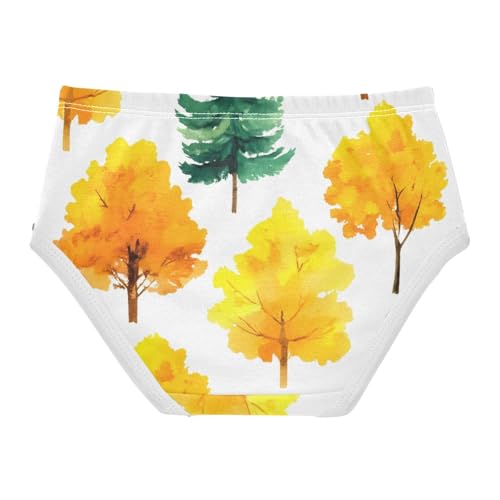 Watercolor Trees Yellow Green Autumn Girls Underwear Toddlers 2t Cotton Panties Little Girl Funny Briefs Kids Undies2