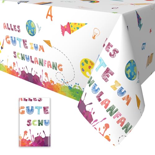 1pc Alles Gute Zum Schulanfang Tischdecken Bunt Graffiti Einschulung Deko Tischdecke Schulanfang Tischdecken für Schulkind Schuleinführung Schulstart Party Dekoration 137 x 274cm