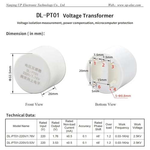 Transformador de tensión DL-PT01 mini sensor de corriente CA de 380v a 4v 5