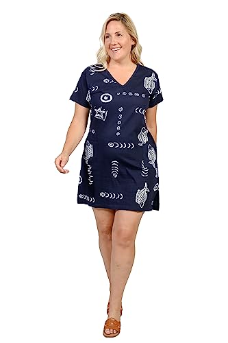 INGEAR Women’s Beach Swimsuit Cover Up Short Cotton Shift Dress Sleeveless Tee with Pockets