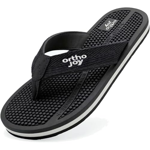Image of ORTHO JOY Orthopedic Comfort Flip Flops for Men - Acupressure Massage Sole, Anti-Slip Lightweight Slippers