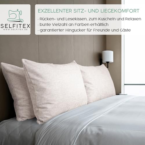 Selfitex Modisches Couchkissen XXL 60x80 cm, Sofakissen mit Füllung und Bezug, kuschelweiches Lesekissen, dekoratives Fernsehkissen, Deko- und Kopfkissen, Rückenkissen (Sand)