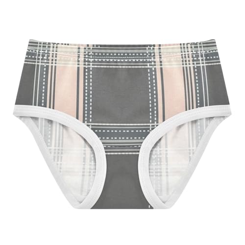 Girls' Hipster Panties Comfort Color for Kids Gray and Pink Plaid