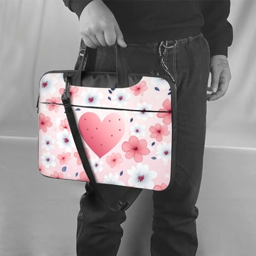 Bolso Maletín para Laptop Flores y Corazones Rosa miniatura 6