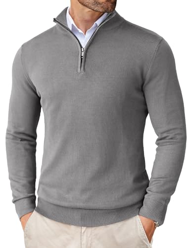 COOFANDY Herren Rollkragenpullover mit ViertelreißVerschluss Pullover mit...
