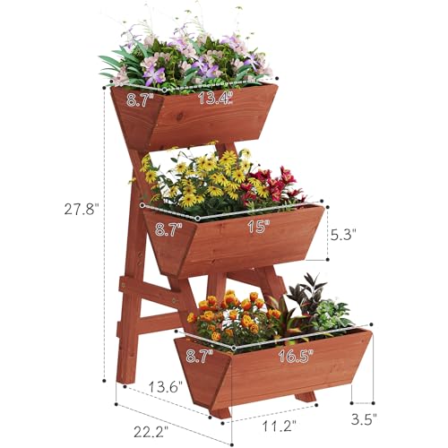 3-Tiers-Wooden-Raised-Garden-BedWood-Planter-Box-for-VegetableFlower-RackFlower-Pot-StandsIndoor-Outdoor-Gardening-Planting-Beds-Brick-red-Small 3 Tiers Wooden Raised Garden BedWood Planter Box for VegetableFlower RackFlower Pot StandsIndoor Outdoor Gardening Planting Beds Brick red Small