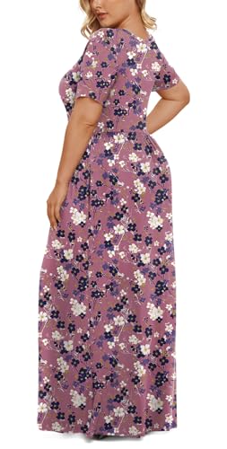 Image of LONGYUAN Women's Plus Size Maxi Dresses Summer Short Sleeve Casual Long Dress 2026 XL-6XL