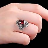 GeRRiT Style Pure Silver Fashion Female Personality Antique Garnet Ring S925 Silver Ring, Ring, 17.8