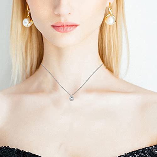 Exquisite Necklace Square Diamond Sterling Silver Necklace Clavicle Chain Jewelry Pendant Gift for Ladies 1pc4