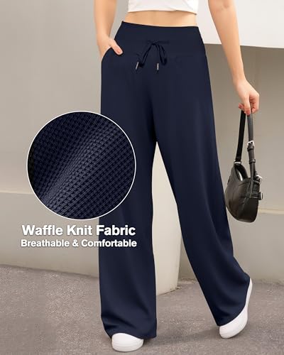 CLOZOZ Wide Leg Casual Pants for Women Trouser Pants Elastic Palazzo Pants with Adjustable Drawstring4