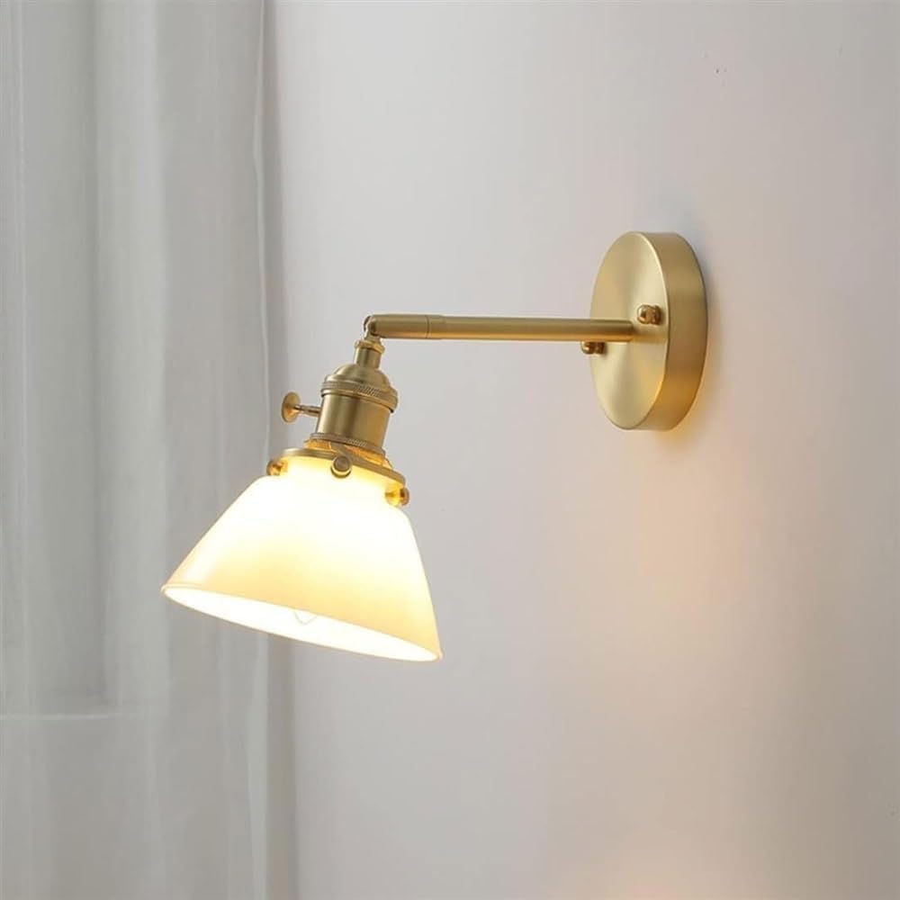 Jybnbbe Light Modern Wall Lamp With Simple Switch - Rural Brass Wall Lamp With Glass Lampshade, Fixture