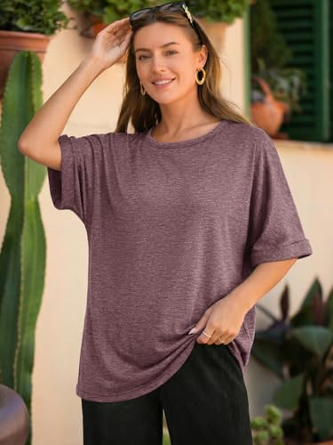 Image of ATHMILE Womens Oversized T Shirts Summer Tops Spring Casual Loose Fit Workout Short Sleeve 2026 Beach Vacation