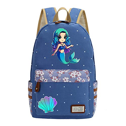 Preisvergleich Produktbild Meerjungfrauen-Einhorn-Blumen-Canvas-... für Damen, Schultertasche, Hellblau 2