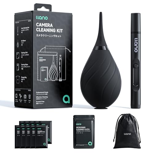 llano 5-in-1 Camera Lens Cleaning Kit with Lens Cleaning Pen Air Blower Nano-Fiber Cleaning Cloth Lens Cleaner Wipes Multifunctional Cleaning Kit for Camera Smartphone Computer MacBook