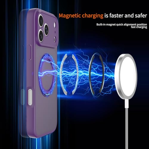 Image of Magnetic Case for iPhone 17 Pro Max With Magnetic Ring Stand, [Compatible with Magsafe] [Military Grade Drop Protection] Shockproof Phone Cover for iPhone 17 Pro Max Full Camera Protection 6.9 inch Purple