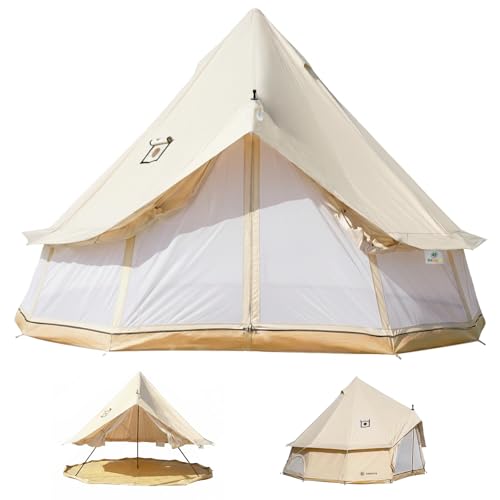 Canvas Bell Tent with Stove Jack, Glamping Yurt Tent for...