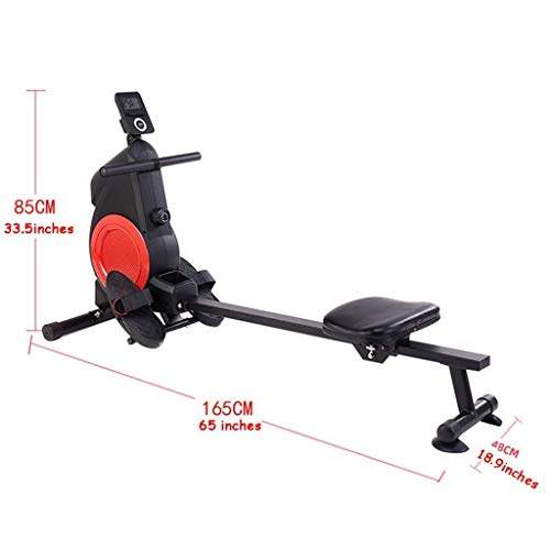 Image of Home Foldable Rower,Magnetically Controlled Silent Rowing Machine, Home Aerobics Fitness Rowing Fitness Equipment, Simulated Water Resistance (Color : Black+Red, Size : 165 * 85cm)