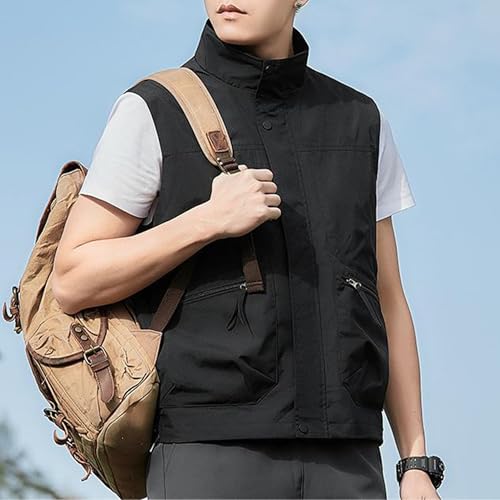 Hixiaohe Mens Vest Golf Outwear Windproof Lightweight Softshell Vest Photo Hiking Travel Work Sleeveless Jacket with Pockets 6