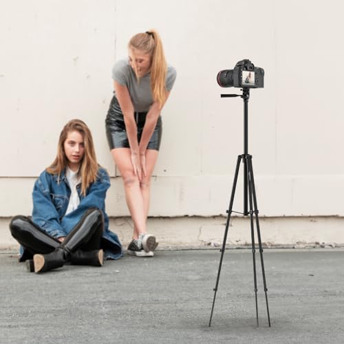 Amazon Basics Lightweight Aluminium Tripod Phone Holder | 3-Way Pan | Height Adjustable (36-111 cm) | For Phones, Cameras, Ring Lights, Reflectors, Umbrellas & Flashlights | Includes Carry Bag | Black 8