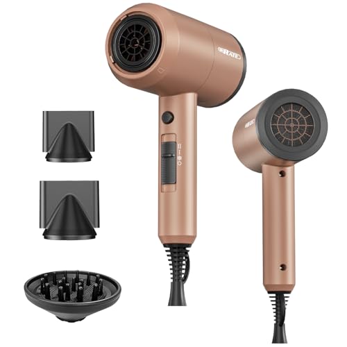 Image of SHRATE Ionic Hair Dryer with Diffuser | Professional Blow Dryer for Curly, Frizzy & All Hair Types | Low Noise & Gentle for Sensitive Hair | Compact & Portable Design for Home, Travel, Women & Men